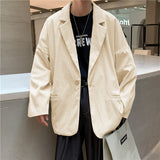 Corduroy Patch Jacket Spring and Autumn Retro Loose Casual Coat