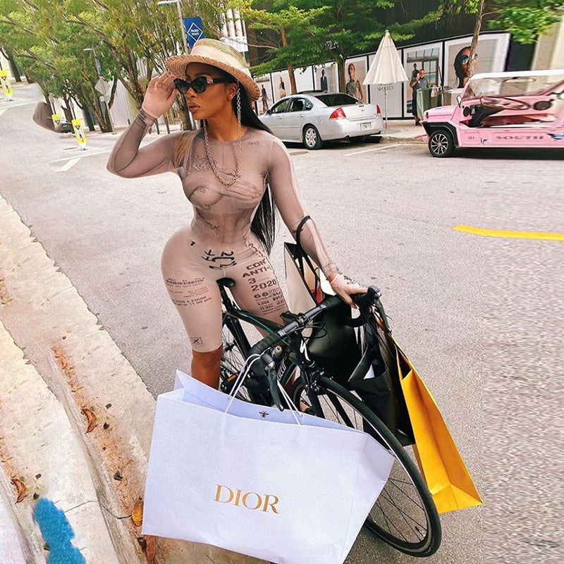 Women's Women's Spring Clothing Printed Skinny Fashion Sports Jumpsuit