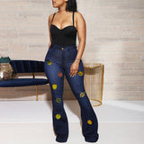 Women Plus Size Jeans Halloween High Waist Denim Pants