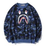 Shark Print Sweatshirts Loose Hip Hop round Neck Sweater for Men