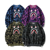 Shark Print Sweatshirts Loose Hip Hop round Neck Sweater for Men