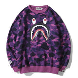 Shark Print Sweatshirts Loose Hip Hop round Neck Sweater for Men