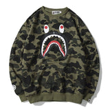 Shark Print Sweatshirts Loose Hip Hop round Neck Sweater for Men