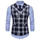 Tuxedo Vests Men Suit Vest Autumn Men's Casual Solid Color Double Breasted Vest Suit