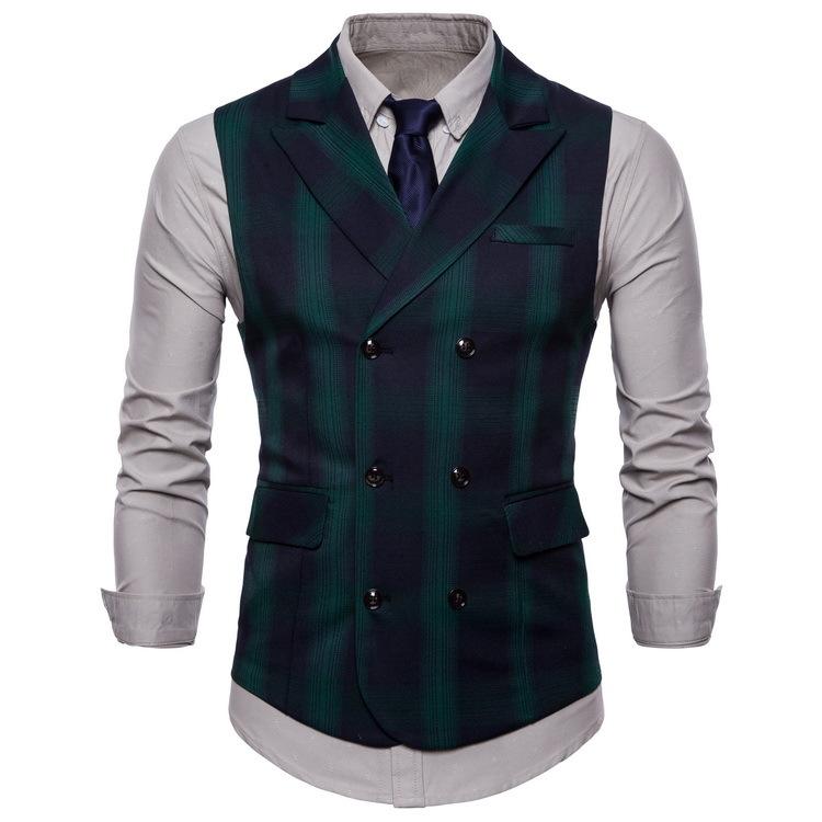 Tuxedo Vests Men Suit Vest Autumn Men's Casual Solid Color Double Breasted Vest Suit