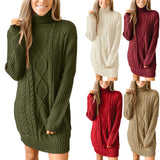 Sweater Dress Outfit With Tights 2 Piece Set Women's Long-Sleeve round-Collar Dress Knitted Pullover Sweater Women