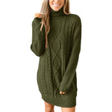 Sweater Dress Outfit With Tights 2 Piece Set Women's Long-Sleeve round-Collar Dress Knitted Pullover Sweater Women