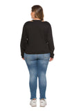 Women Plus Size Tops Round Neck Pullover Fashion Black, Hoodie