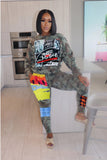 Women Plus Size Co-Ords Camouflage Fashion Printed Leisure Sports Two-Piece Set