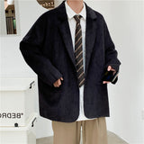 Corduroy Patch Jacket Spring and Autumn Retro Loose Casual Coat