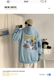 Tom and Jerry Hoodie Hooded Sweater Men's Loose Printing plus Velvet Hoodie
