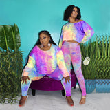 Women Plus Size Co-Ords Tie-Dye Printing Fashion Casual Two-Piece Suit