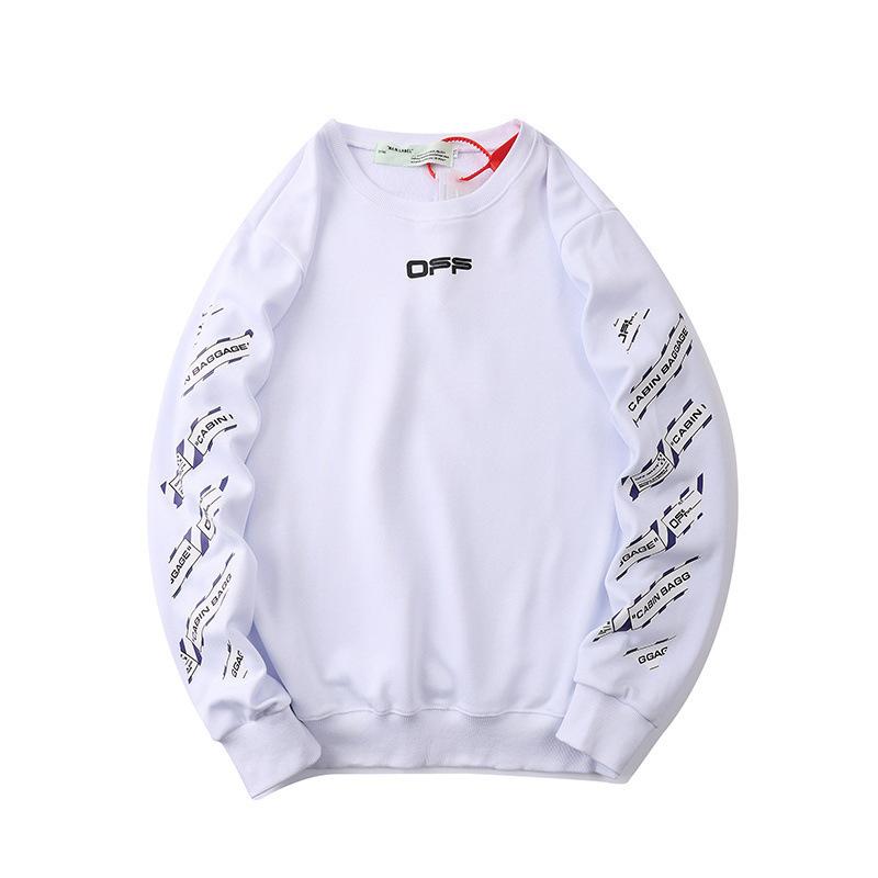 Off White Hoodie Letter Slash Print Ow Pullover Sweater Spring and Autumn Men's Clothing Bottoming Shirt