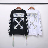 Off White Hoodie Letter Slash Print Ow Pullover Sweater Spring and Autumn Men's Clothing Bottoming Shirt