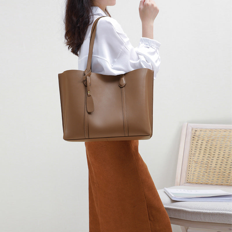 The Teacher Tote Leather Large Capacity Portable Shoulder Tote Bag