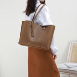 The Teacher Tote Leather Large Capacity Portable Shoulder Tote Bag