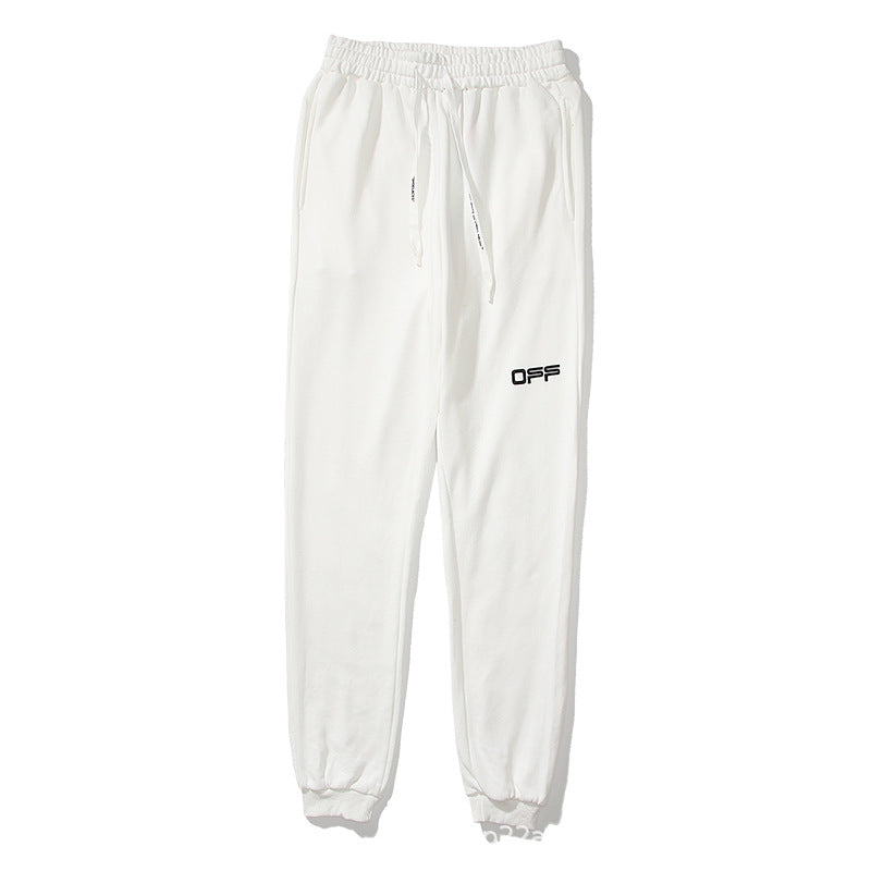 Off White Winter Pants Lettered Casual Cotton Trousers Ow Arrow