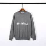 Fog Sweatshirt Male and Female Large Size Loose Chest YarnDyed Alphabet Knitting Crew Neck Pullover Sweater Fear Of God