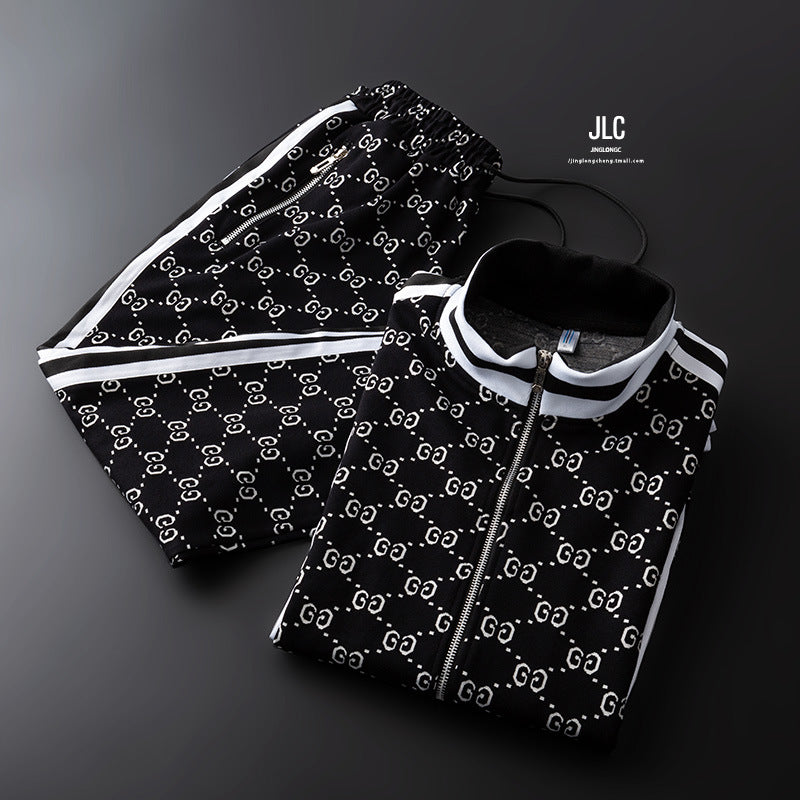 Men's Athletic Tracksuit Autumn Handsome Man Sports Casual Two-Piece Suit Clothes Trendy Sweater Sweatpants Men