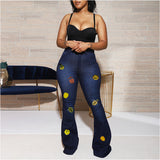 Women Plus Size Jeans Halloween High Waist Denim Pants