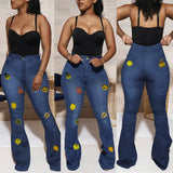 Women Plus Size Jeans Halloween High Waist Denim Pants
