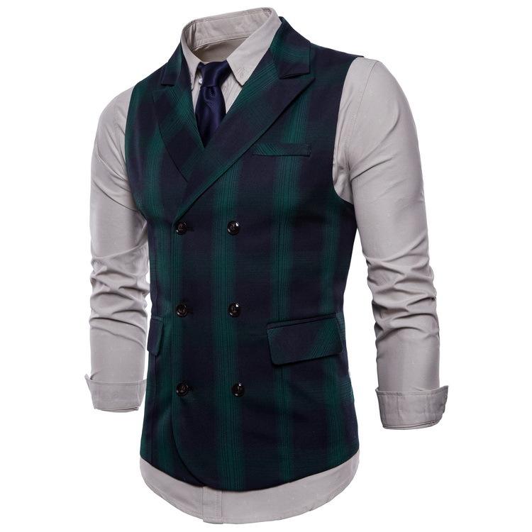 Tuxedo Vests Men Suit Vest Autumn Men's Casual Solid Color Double Breasted Vest Suit
