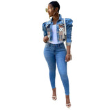 Women Plus Size Denim Coats Stitching Short Denim Fashionable Jacket Women