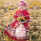Gothic Lolita Harajuku Style Clothing Little Red Riding Hood JSK Cloak Pastoral Style Lolita Small Skirt