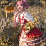 Gothic Lolita Harajuku Style Clothing Little Red Riding Hood JSK Cloak Pastoral Style Lolita Small Skirt