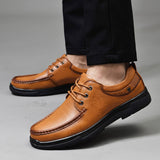 Loafers for Men Leather Shoes Cowhide Lace-up Business Casual Shoes
