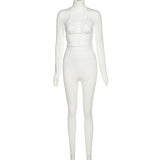 Women's Spring Clothing Sexy Cutout Lace-up Fashion Sports Jumpsuit