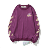 Off White Sweatshirts Long Sleeve round Neck Sweater Floral Print Long Sleeve Pullover Leisure