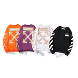 Off White Sweatshirts Long Sleeve round Neck Sweater Floral Print Long Sleeve Pullover Leisure