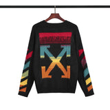 Off White Sweater Ow Knitted Color Arrow Unisex Couple Sweater Plus Size Casual Owt