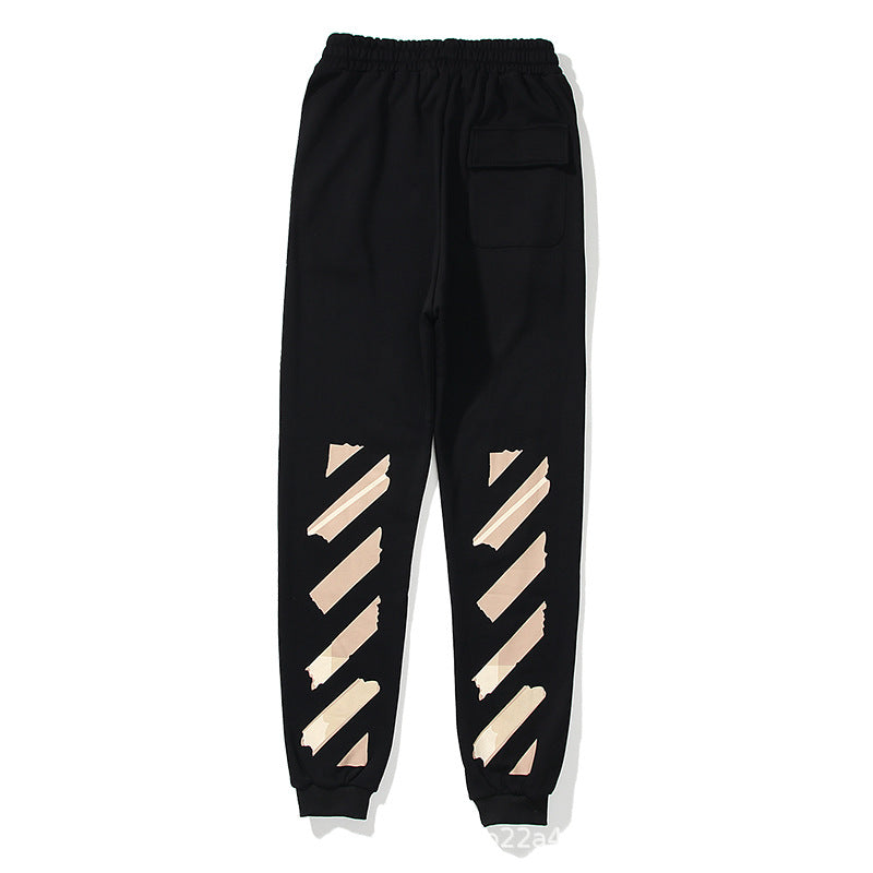 Off White Winter Pants Autumn and Winter Printed Trousers Men and Women Couple Terry Trousers Casual Sports Pants