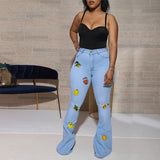 Women Plus Size Jeans Halloween High Waist Denim Pants