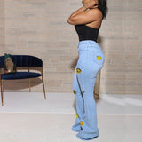 Women Plus Size Jeans Halloween High Waist Denim Pants