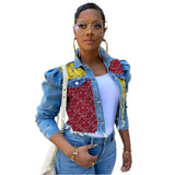 Women Plus Size Denim Coats Short Stitching Fashion Denim Jacket