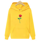 Black Rose Hoodie Autumn and Winter Casual Jacket Long-Sleeved Hooded Sweater Rose