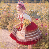 Gothic Lolita Harajuku Style Clothing Little Red Riding Hood JSK Cloak Pastoral Style Lolita Small Skirt
