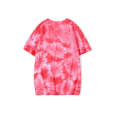 Shark Print T Shirt Summer Ape Head Casual Tie-Dye Top T-shirt with Short Sleeves