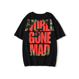 Shark Print T Shirt Summer Monkey Head Letter Short Sleeve T-shirt