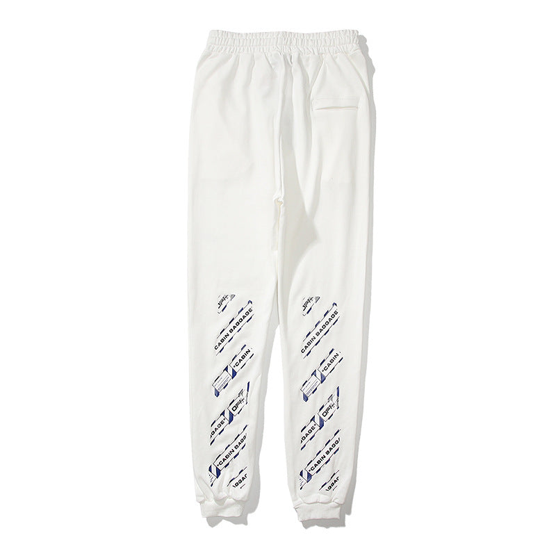 Off White Winter Pants Lettered Casual Cotton Trousers Ow Arrow
