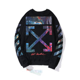 Off White Sweatshirts Long Sleeve round Neck Sweater Gradient Starry Sky Graffiti Arrow Print Leisure