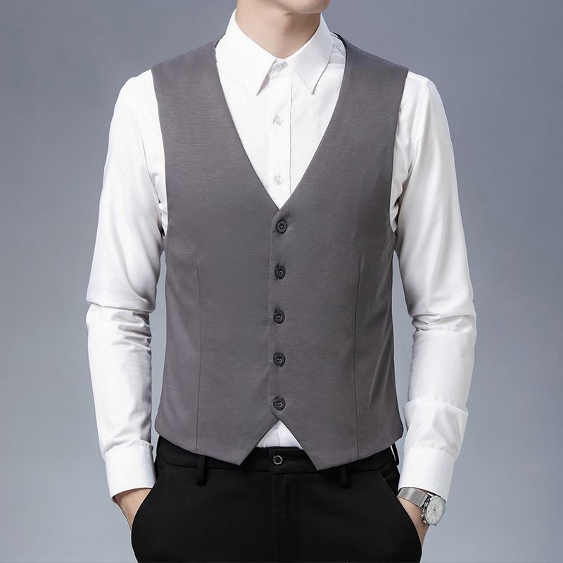 Mens Dress Vests Men's Vest Casual Jacket Business Waistcoat Small Suit Vest Man Spring and Autumn Casual plus Size Coat