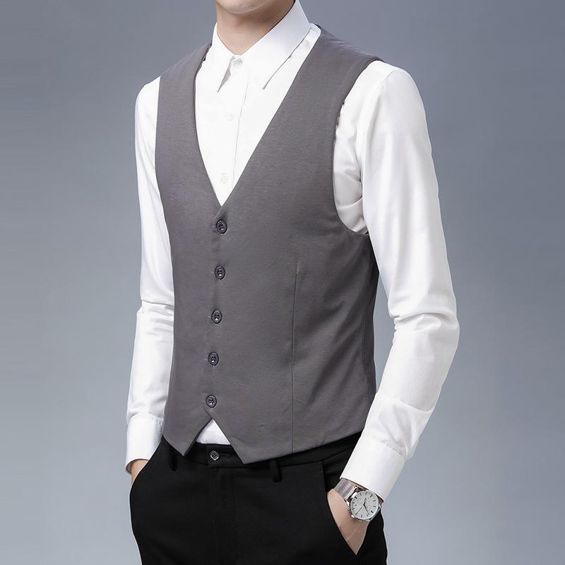 Mens Dress Vests Men's Vest Casual Jacket Business Waistcoat Small Suit Vest Man Spring and Autumn Casual plus Size Coat