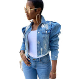 Women Plus Size Denim Coats Short Fashion Denim Jacket