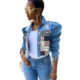 Women Plus Size Denim Coats Stitching Short Denim Fashionable Jacket Women