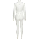 Women's Spring Clothing Sexy Cutout Lace-up Fashion Sports Jumpsuit