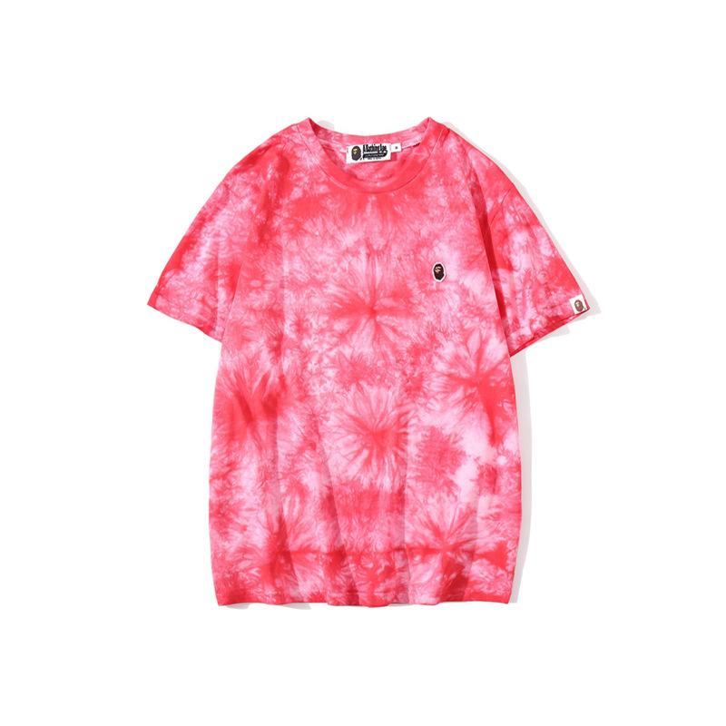 Shark Print T Shirt Summer Ape Head Casual Tie-Dye Top T-shirt with Short Sleeves